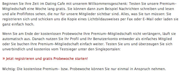 dating cafe gutschein