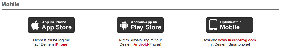 KissNoFrog gibt es auch als App